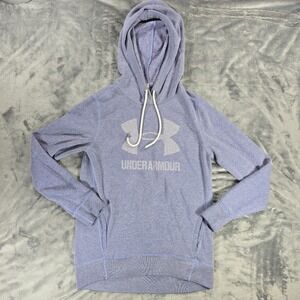 Under Armour Hoodie Womens S Blue Active Pockets Logo Cotton Pullover